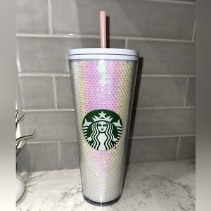 Limited Edition Starbucks Tumbler, White iridescent sequins, Large
